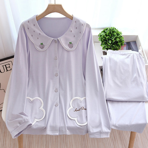 莫代尔春夏季薄款宽松大码孕妇睡衣产后5月份6吸汗哺乳喂奶衣套装