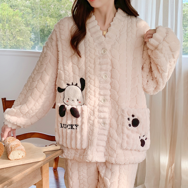 法兰绒月子服秋冬季加厚保暖孕妇睡衣产后大码不掉绒哺乳期喂奶衣