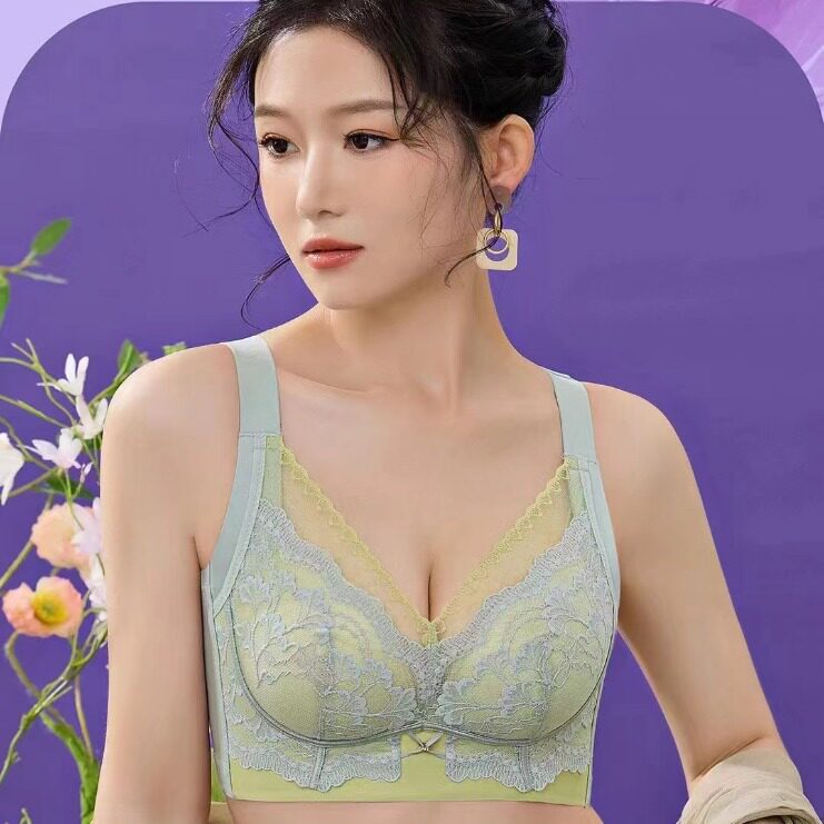 黛春妮2582蕾丝花边撞色款莫代尔调整型托胸聚拢防下垂收副乳文胸