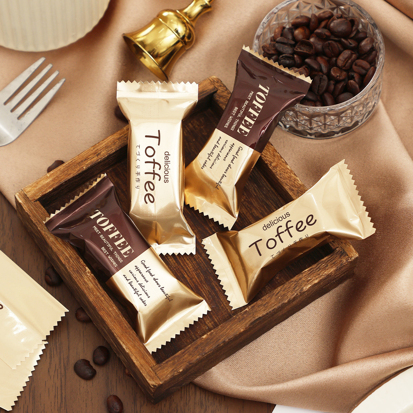 太妃糖包装袋糖果海盐杏仁咖啡糖机封袋糖纸盒小雪花酥牛轧糖袋子