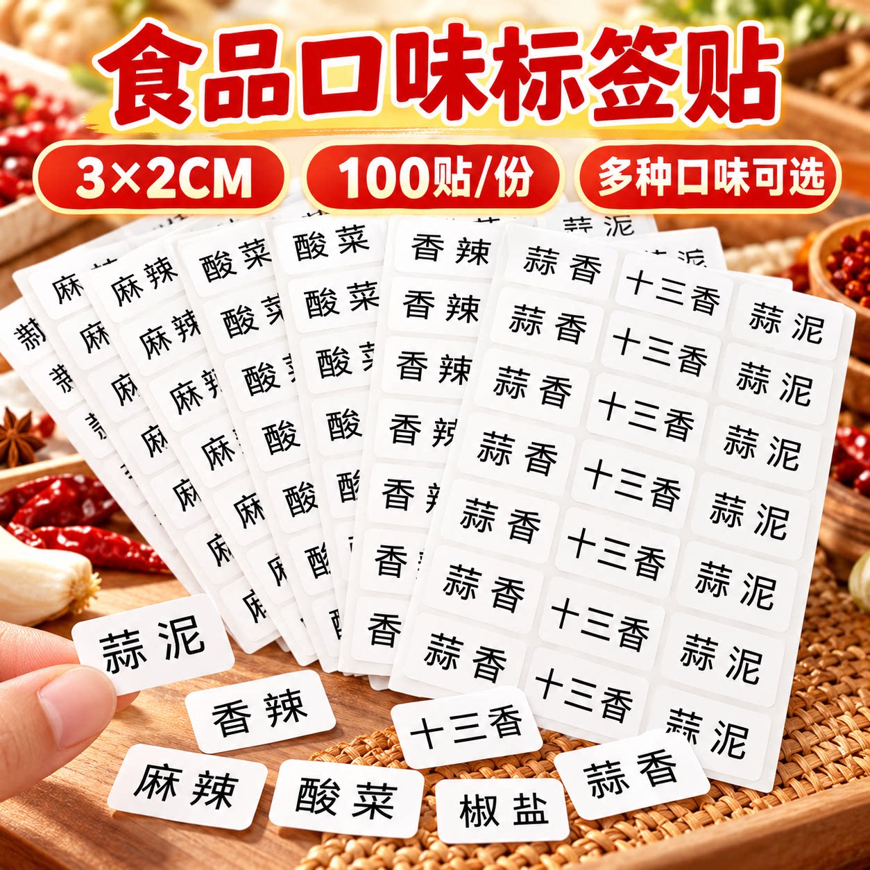 小龙虾蒜泥十三香辣度不干胶贴纸