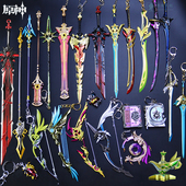 原神周边金属武器模型双单手剑弓箭长枪合金法器手办游戏实物摆件