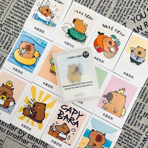 卡皮巴拉LOMO卡40张capybara水豚高清卡通可爱周边拍立得留言卡片