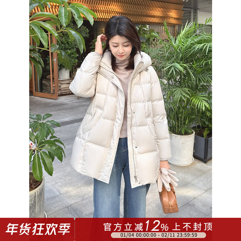 紫璐莱小枕包~90白鸭绒连帽云朵泡芙中长款保暖羽绒服外套女冬80X,女装/女士精品,羽绒服,淘宝优惠券,粉丝福利购,淘宝优惠卷