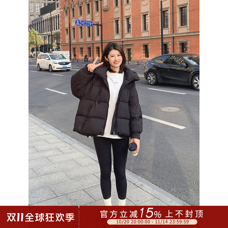 紫璐莱雪人宝宝~柔软泡芙90白鸭绒3色短款连帽面包羽绒服外套354X