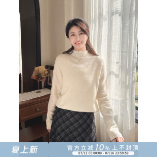 紫璐莱暖冬耳语~4色羊绒羊毛半高领木耳边基础针织打底衫上衣女0X