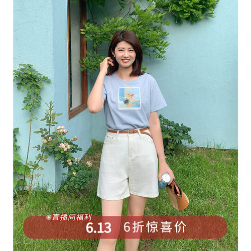 短袖休闲常规油画棉女T恤