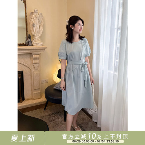 系带收腰显瘦莱赛尔连衣裙