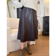 紫璐莱柔酷优雅 复古气质高级感垂坠环保PU皮质A字半身裙皮裙104X