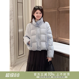 紫璐莱雪绒马卡龙~韩系小个子短款立领保暖云朵泡芙羽绒服外套20X