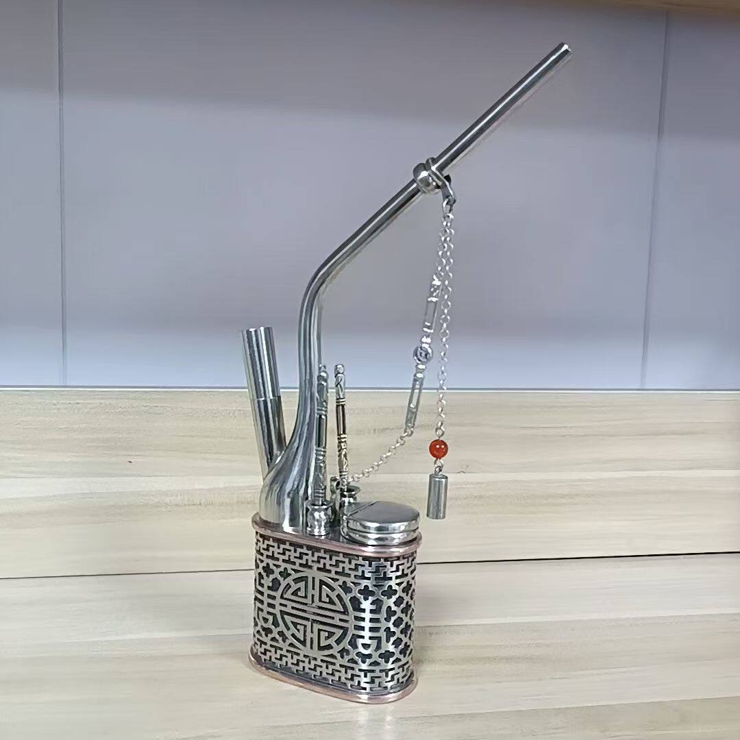 纯白铜手工制作水烟袋