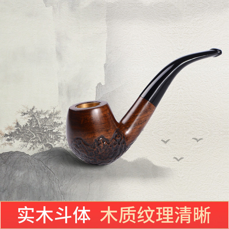 zobo正牌檀木实木烟斗过滤四用旱烟斗烟枪杆传统老式烟袋锅具配件_虎窝淘