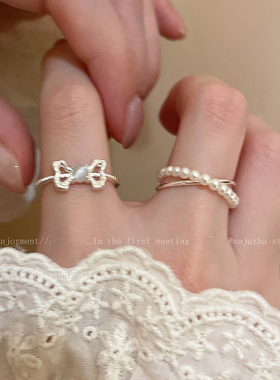 蝴蝶结戒指女款小众高级感法式甜美食指戒夏季