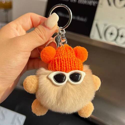 可爱仿兔毛小煤球汽车钥匙扣挂件毛绒书包挂饰礼物