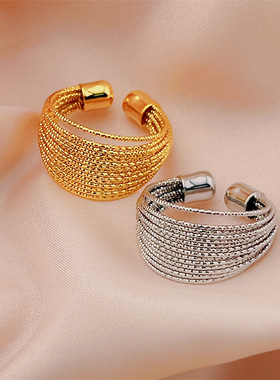 线条戒指女开口戒冷淡风时尚简约可调节