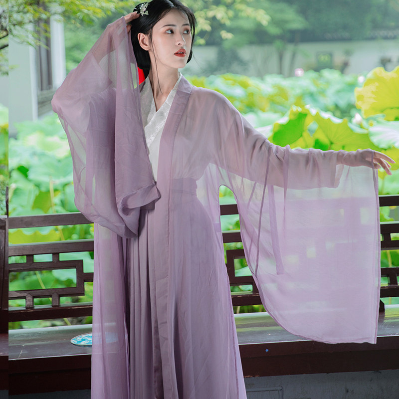 汉怡百黛(斐兮)汉服齐腰襦裙汉唐白色交领内搭雪纺透气宽松长袍