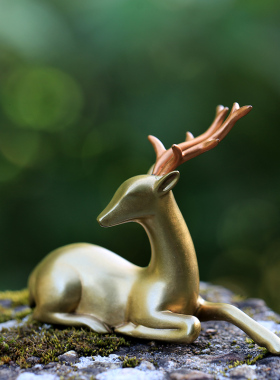 书房客厅铜鹿镇纸摆件亦喜原创