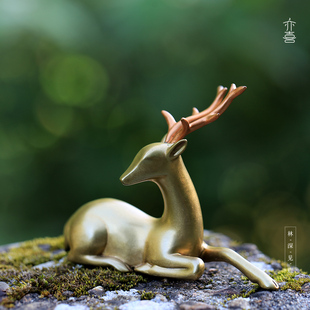 手工 亦喜No.25 黄铜小鹿镇纸笔搁摆件 鹿游 温度 一头安静美丽