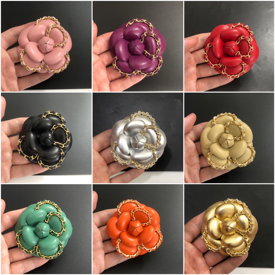 全6.8cm多色羊皮10x1合金金链女