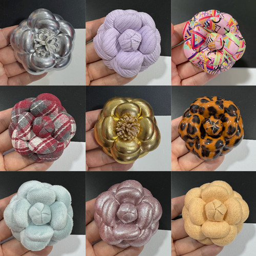 全6.6cm新款56个色山茶花多种料饰品高端超定型胸花小香花加胸针