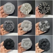 新款 7.8cm高端真丝布加钻石花朵山茶花小香花胸花头夹饰品加胸针