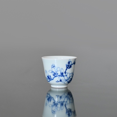 妙色青花玉兰花花神杯