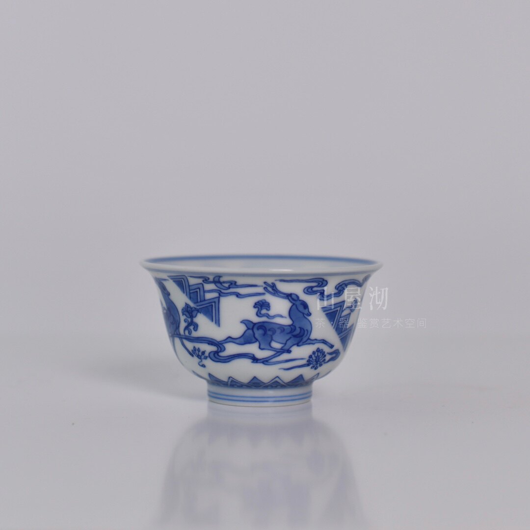 春风祥玉九色鹿压手杯景德镇手工陶瓷高端茶具主人杯容量：120ml图片