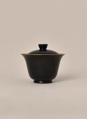 云泊玄墨内鎏金丹碧盖碗景德镇陶瓷茶具盖下115ml