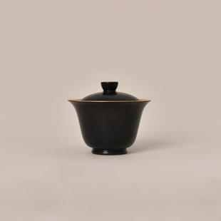 云泊玄墨内鎏金丹碧盖碗景德镇陶瓷茶具盖下115ml