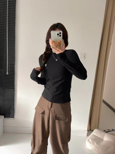 刺绣磨毛T恤定制打底衫 ALX｜亏本清货 发2件秋冬内搭上衣加厚新款