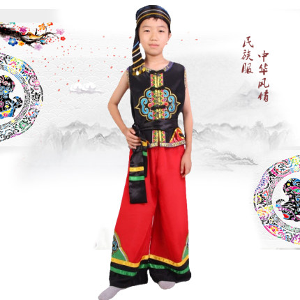 新款六一儿童民族服装男童民族风演出服壮族苗族傣族彝族表演服饰