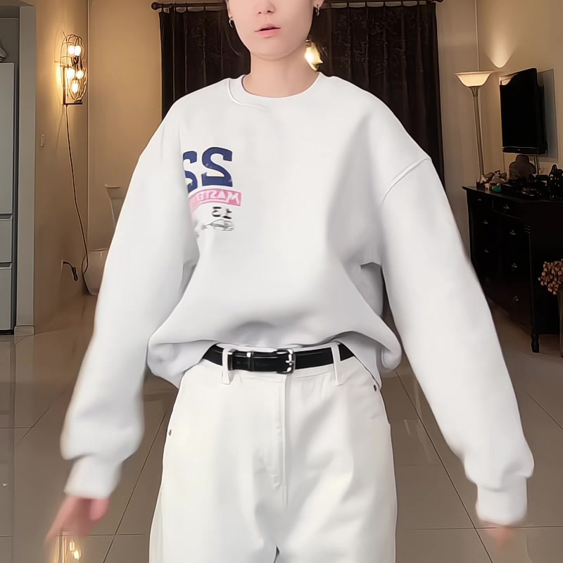 韩系字母印花卫衣25秋冬新款圆领洋气宽松百搭上衣