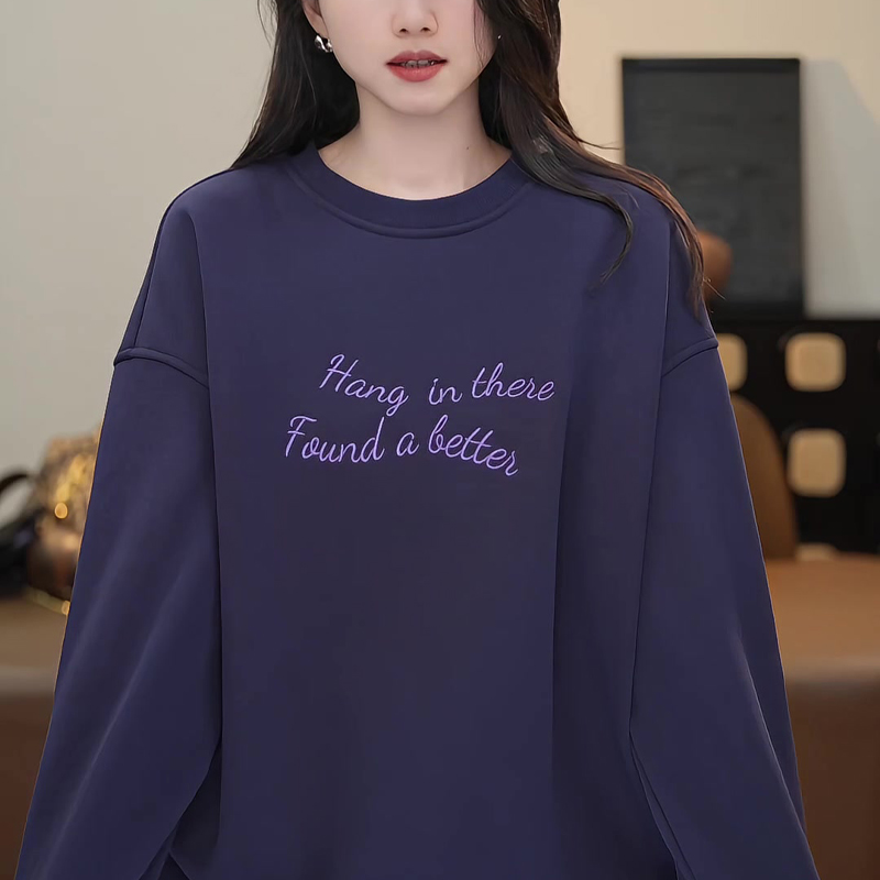 2025新款秋冬字母印花圆领卫衣女长袖宽松显瘦休闲上衣