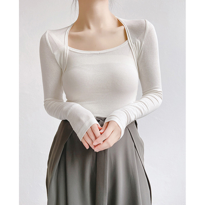 珍乐丝长袖方领韩版上衣打底衫