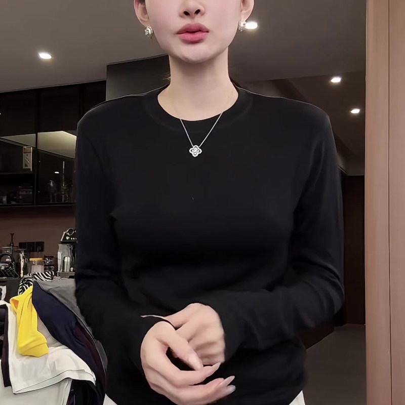 正肩打底衫女春秋内搭修身显瘦长袖t恤百搭通勤上衣,女装/女士精品,大码内搭,淘宝优惠券,粉丝福利购,淘宝优惠卷