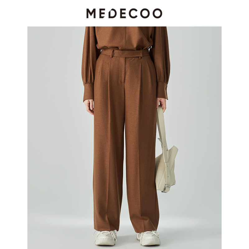 墨蒂珂自然腰长款阔腿休闲裤