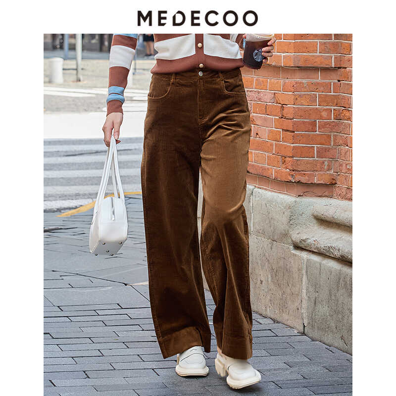 墨蒂珂2024冬季新款直筒阔腿裤