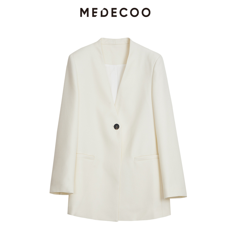 墨蒂珂羊毛一粒扣西装领外套