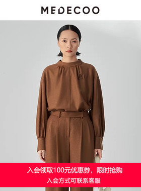 MEDECOO/墨蒂珂冬季新款宽松直筒长袖起绒羊毛上衣女MHD62201