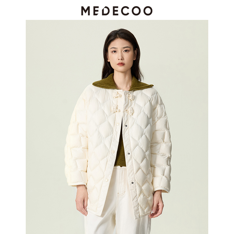 中式盘扣白鸭绒中款羽绒服外套