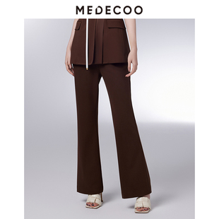 MEDECOO 新款 垂感显瘦罗马布微喇休闲长裤 MIX80535 墨蒂珂2026夏季