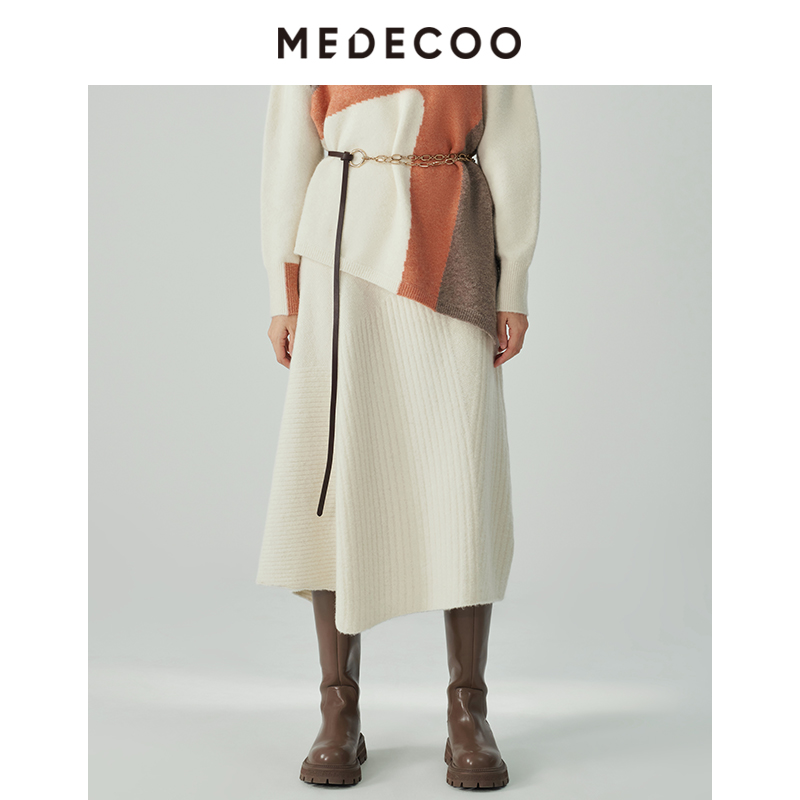 墨蒂珂长款A字针织半身裙