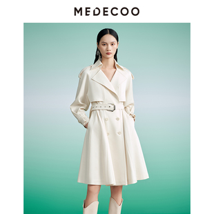 MEDECOO/墨蒂珂2026春新品收腰伞摆长款垂感醋纤风衣MIC32101