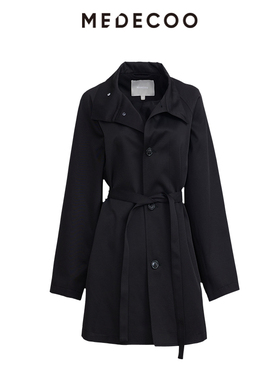 MEDECOO/墨蒂珂2025春季新款 腰带单排扣长袖风衣外套女TJC32104