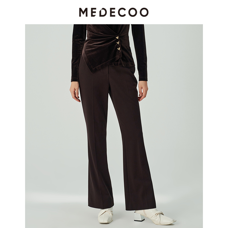 墨蒂珂自然腰长款微喇休闲裤