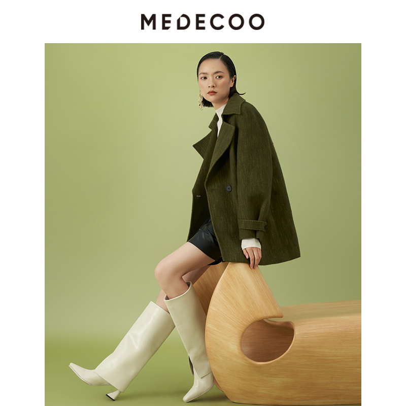 墨蒂珂一手长羊毛混纺西装领外套