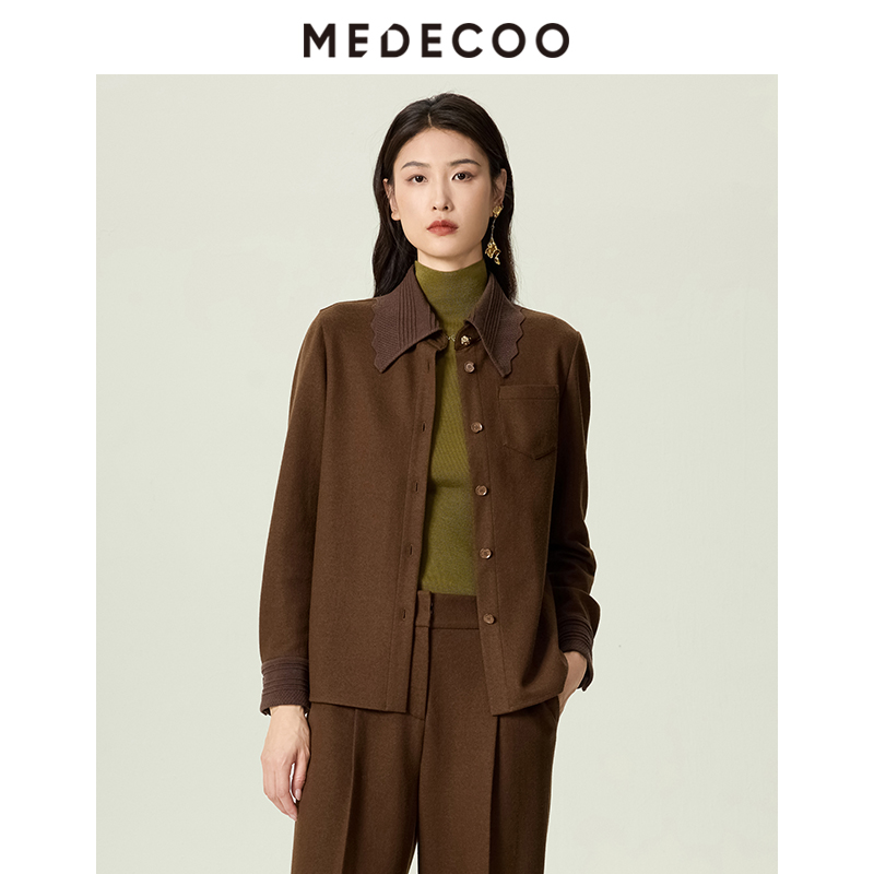MEDECOO羊毛简约衬衫针织上衣