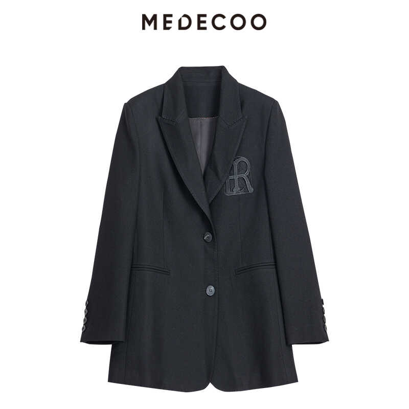 墨蒂珂羊毛字母图案简约外套