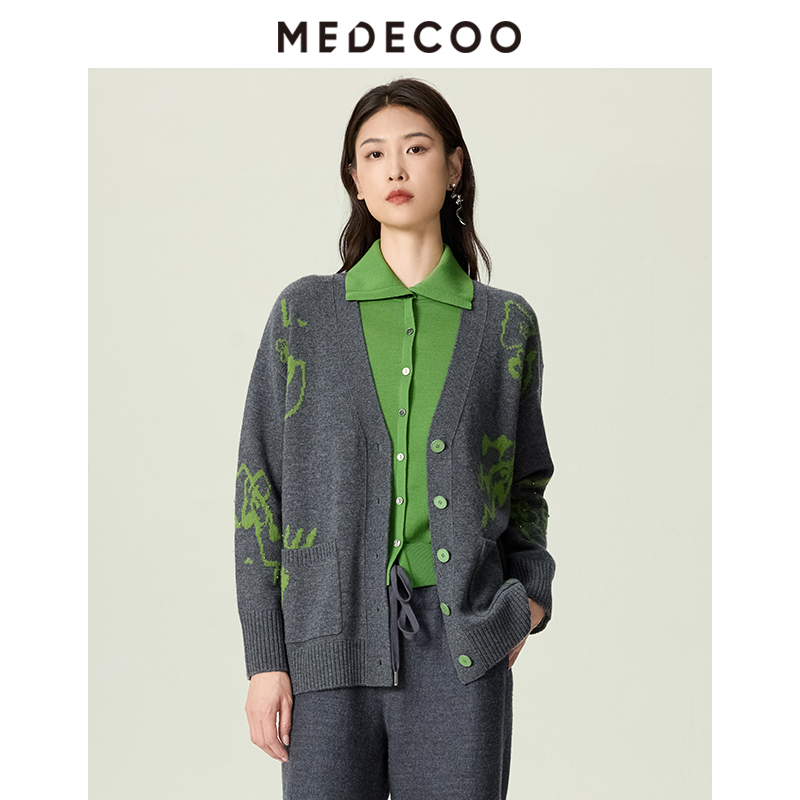 2025冬新款宽松羊毛撞色时尚