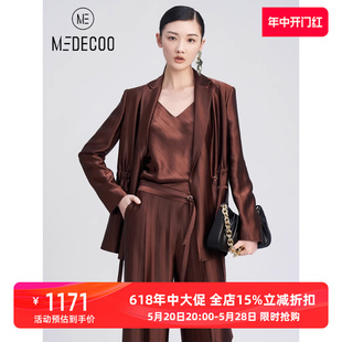 领醋纤短外套THQ31201 新款 抽绳西装 女装 MEDECOO 墨蒂珂2024春季